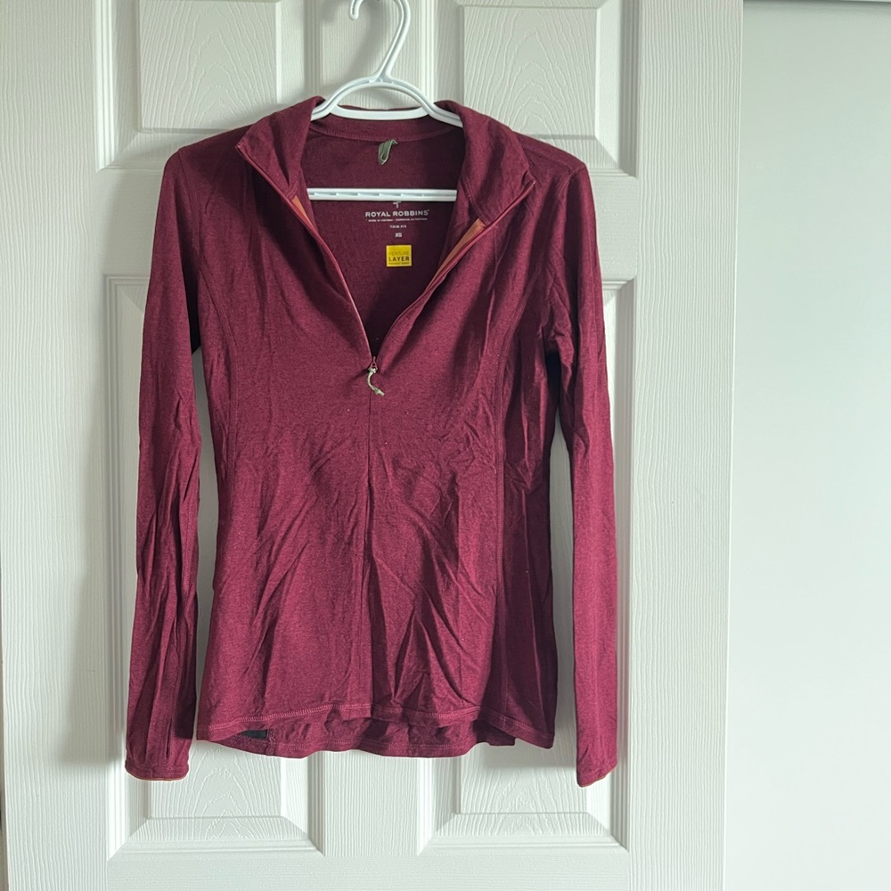 Royal Robbins Women's Long Sleeve Quarter Zip Top - Burgundy